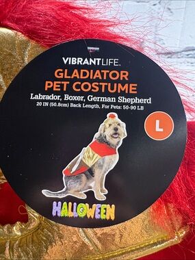 Vibrant Life Red & Gold Gladiator Pet Costume - Large